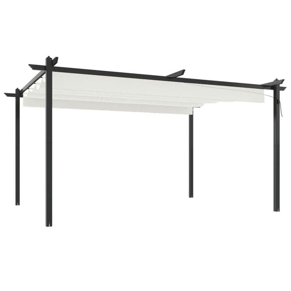 vidaXL Gazebo de jardim com telhado retr&aacute;til 4x3 m cor creme