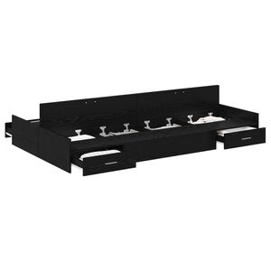 vidaXL Estrado de cama com arruma&ccedil;&atilde;o Carvalho Preto 120 x 200 cm