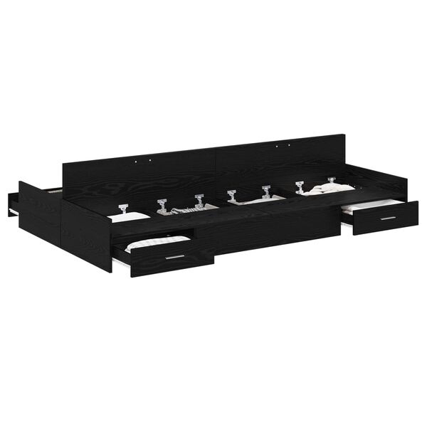 vidaXL Estrado de cama com arruma&ccedil;&atilde;o Carvalho Preto 120 x 200 cm