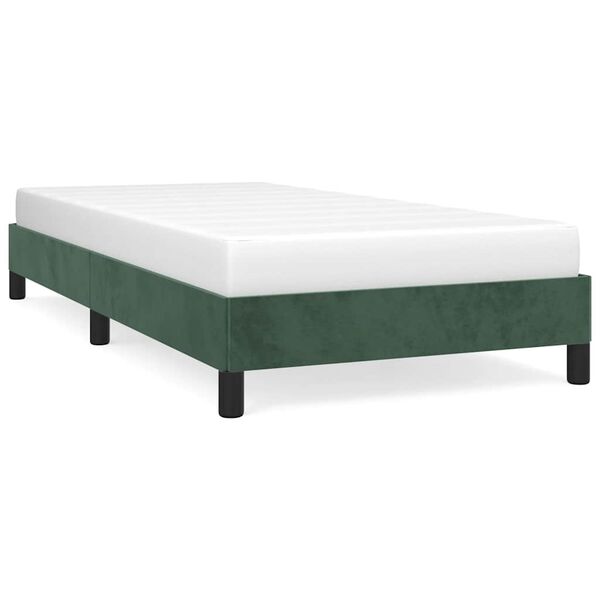 vidaXL Estrutura de cama sem colch&atilde;o 90x200 cm veludo verde-escuro
