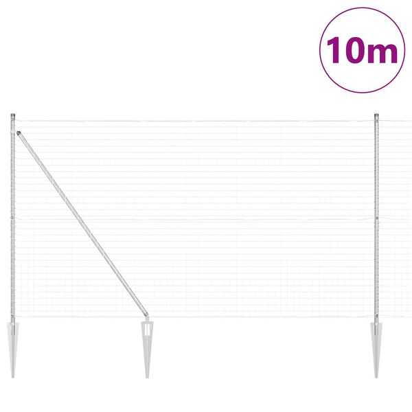 vidaXL Cerca com Poste Prateado 1,6 x 10 m A&ccedil;o
