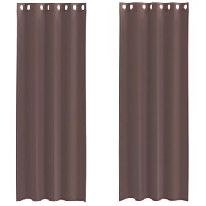 vidaXL Cortinas de voile com ilh&oacute;s 2 pcs castanho 140x300 cm