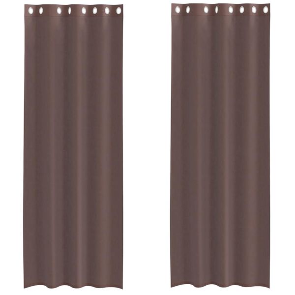 vidaXL Cortinas de voile com ilh&oacute;s 2 pcs castanho 140x300 cm