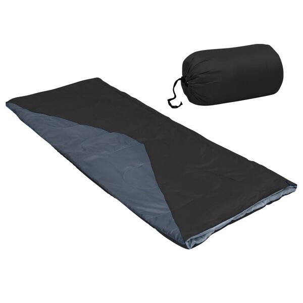 vidaXL Saco-cama de campismo leve tipo envelope 2 pcs 1100g 10 &ordm;C preto