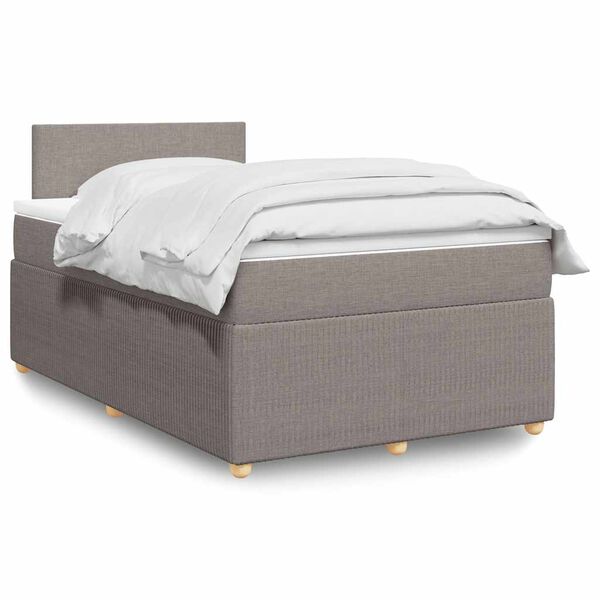 vidaXL Cama boxspring c/ colch&atilde;o 120x190cm tecido castanho-acinzentado