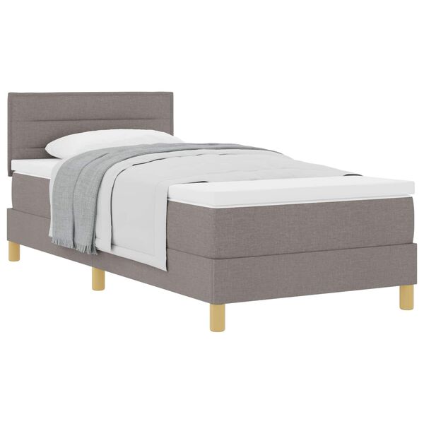 vidaXL Cama Box com colch&atilde;o Cinzento-acastanhado 90 x 190 cm tecido
