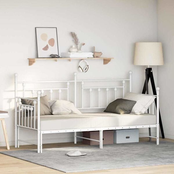 vidaXL Estrutura de cama de dia Branco 75 x 190 cm A&ccedil;o