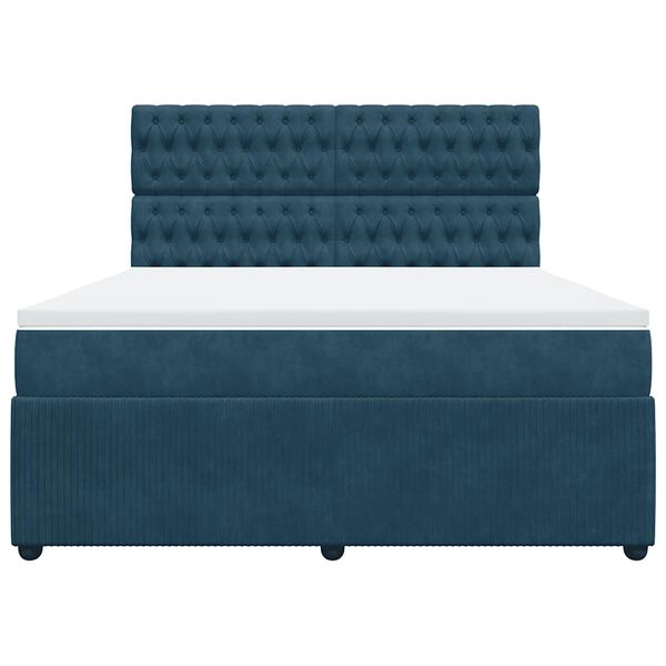 vidaXL Cama com molas/colch&atilde;o 180x200 cm veludo azul-escuro