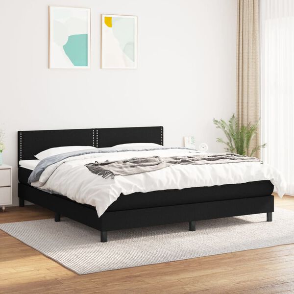 vidaXL Cama com molas/colch&atilde;o 180x200 cm tecido preto