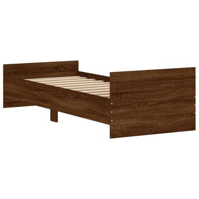 vidaXL Estrutura de cama solteiro derivados madeira carvalho castanho