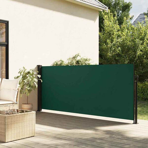 vidaXL Toldo lateral retr&aacute;til 100x300 cm verde-escuro