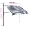 vidaXL Toldo retrátil manual com LED 150 cm azul e branco
