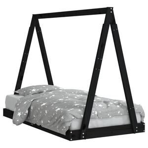 vidaXL Estrutura de cama infantil 80x160 cm pinho maci&ccedil;o preto