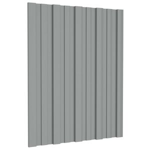 vidaXL Painel de telhado 12 pcs Cinzento 60 x 45 cm A&ccedil;o galvanizado