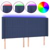 vidaXL Cabeceira de cama c/ luzes LED tecido 163x16x118/128 cm azul