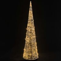 vidaXL Pirâmide iluminação decorat. LEDs acrílico 90 cm branco quente