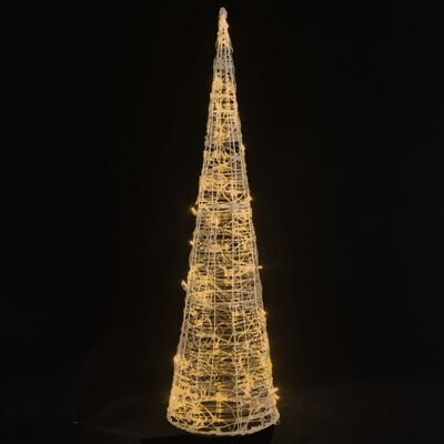 vidaXL Pirâmide iluminação decorat. LEDs acrílico 90 cm branco quente