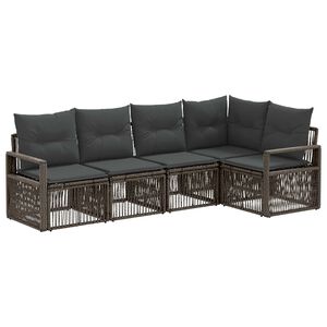 vidaXL Conjunto de Sof&aacute; de Jardim 5 pcs Cinzento vime PE