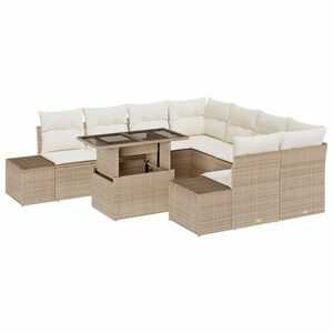vidaXL Conjunto de Sof&aacute; de Jardim 9 pcs Bege e Creme vime PE