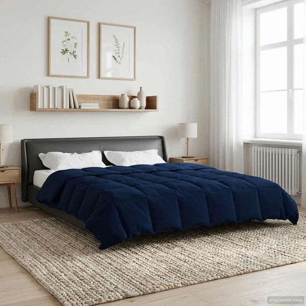 vidaXL Edredom de Inverno Azul Escuro 200 x 220 cm Microfibra