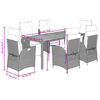 vidaXL 7 pcs conjunto de jantar p/ jardim c/ almofad&otilde;es vime PE cinza