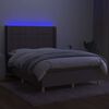 vidaXL Cama box spring colch&atilde;o/LED 140x190cm tecido cinza-acastanhado