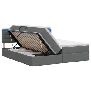 vidaXL Cama de Armazenamento LED com Colch&atilde;o Cinzento-Escuro