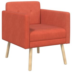 vidaXL Poltrona decorativa Laranja Vermelho Tecido de veludo canelado