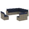 vidaXL Conjunto de sof&aacute; de jardim com 11 pe&ccedil;as e almofadas em rattan sint&eacute;tico cinza