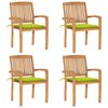 vidaXL Cadeiras de jardim empih&aacute;veis c/ almofad&otilde;es 4 pcs teca maci&ccedil;a