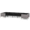 vidaXL 7 pcs conj. lounge jardim c/ almofad&otilde;es vime PE cinzento-escuro