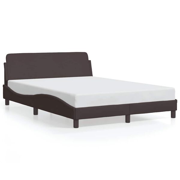 vidaXL Estrutura de cama Dover 140x200 cm tecido castanho-escuro