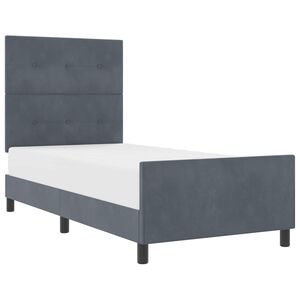 vidaXL Cama Box com cabeceira Cinzento escuro 90 x 190 cm Veludo