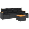 vidaXL 6 pcs conjunto sof&aacute;s de jardim c/ almofad&otilde;es vime PE preto