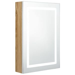 vidaXL Arm&aacute;rio espelhado casa de banho LED 50x13x70 cm branco/carvalho