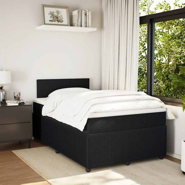 vidaXL Cama boxspring com colch&atilde;o 120x200 cm veludo preto