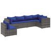 vidaXL 6 pcs conjunto lounge de jardim c/ almofad&otilde;es vime PE cinzento