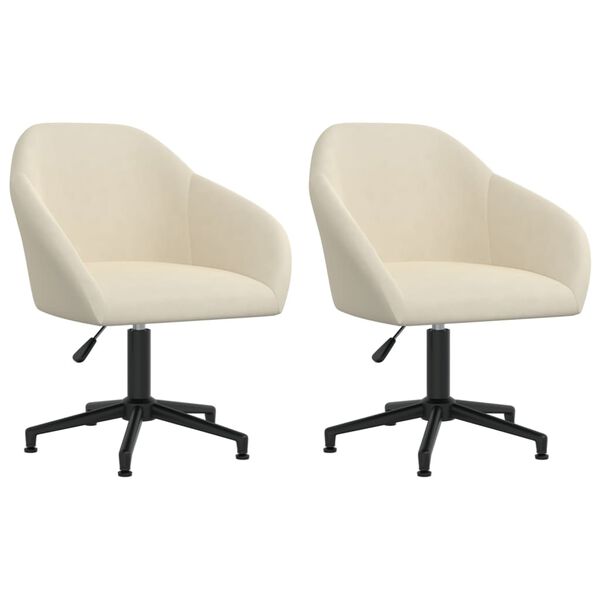 vidaXL Cadeiras de jantar girat&oacute;rias 2 pcs veludo cor creme