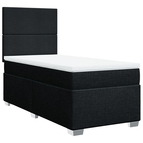 vidaXL Cama com molas/colch&atilde;o 90x190 cm tecido preto