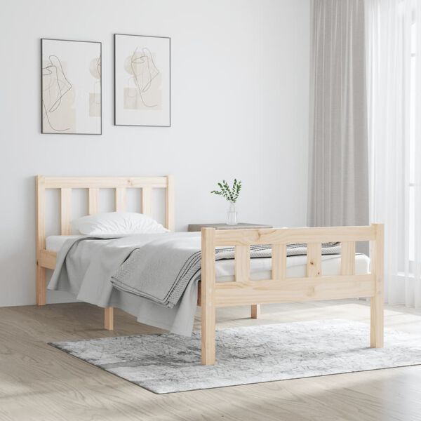 vidaXL Estrutura cama pequena solteiro 75x190 cm madeira maci&ccedil;a