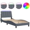 vidaXL Estrutura de cama com LED sem colch&atilde;o Hanko 90x190 cm veludo cinzento-escuro