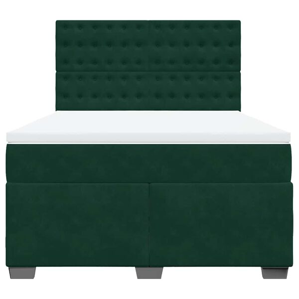 vidaXL Cama com molas/colch&atilde;o 160x200 cm veludo verde-escuro