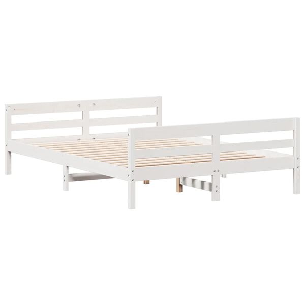 vidaXL Cama sem colch&atilde;o 140x200 cm madeira de pinho maci&ccedil;a branco