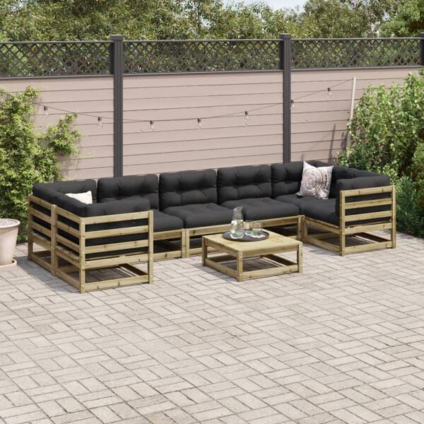 vidaXL 8 pcs conjunto sof&aacute;s de jardim madeira de pinho impregnada