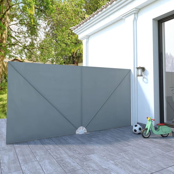 vidaXL Toldo lateral dobrável para terraço 400x200 cm cinzento