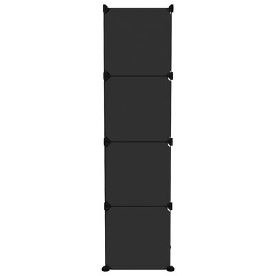 vidaXL Organizador de arrumação com 12 cubos PP preto