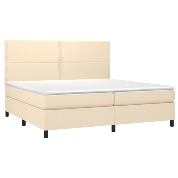 vidaXL Cama com molas/colch&atilde;o 200x200 cm tecido cor creme