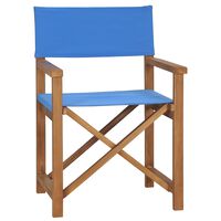 vidaXL Cadeira de realizador em madeira de teca maciça azul