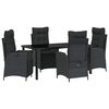vidaXL Conjunto de Jantar para Jardim 5 unid. Preto vime PE