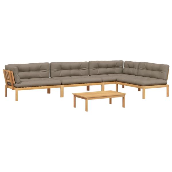 vidaXL 5 pcs m&oacute;veis de paletes p/ jardim com almofad&otilde;es ac&aacute;cia maci&ccedil;a